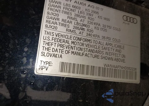 2017 Audi Q7 3.0T Premium from USA, damaged, VIN WA1VAAF74HD052226